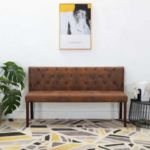 vidaXL Bench 148.5 cm Brown Suede Look