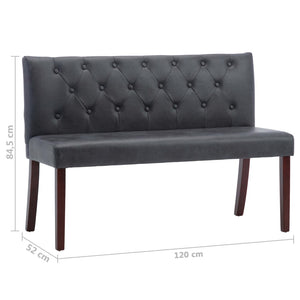 vidaXL Bench 120 cm Grey Suede Look