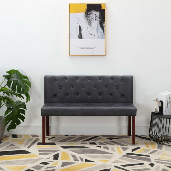vidaXL Bench 120 cm Grey Suede Look