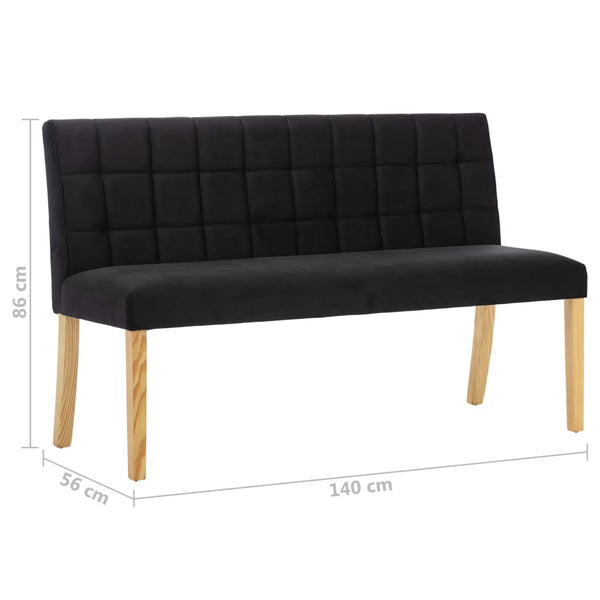 vidaXL Bench 140 cm Black Velvet