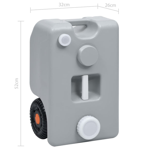 vidaXL Camping Water Tank with Wheels 25 L Grey