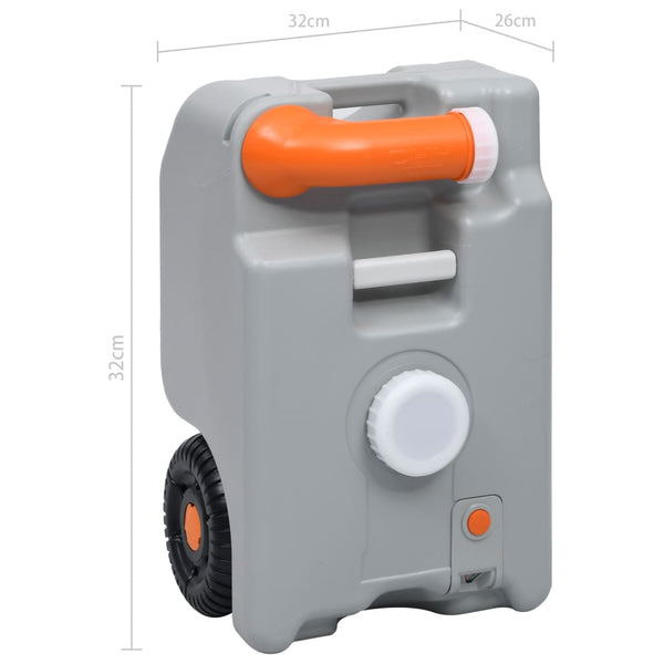 vidaXL Camping Water Tank with Wheels 25 L Grey