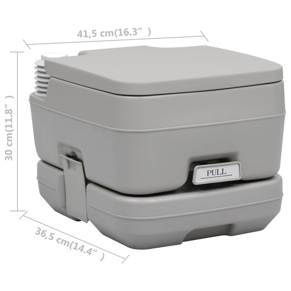vidaXL Portable Camping Toilet Grey 10 + 10 L