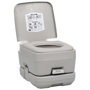 vidaXL Portable Camping Toilet Grey 10 + 10 L