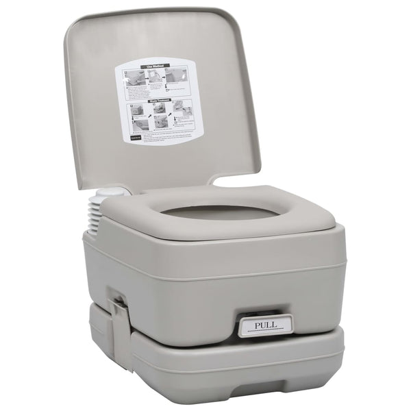 vidaXL Portable Camping Toilet Grey 10 + 10 L