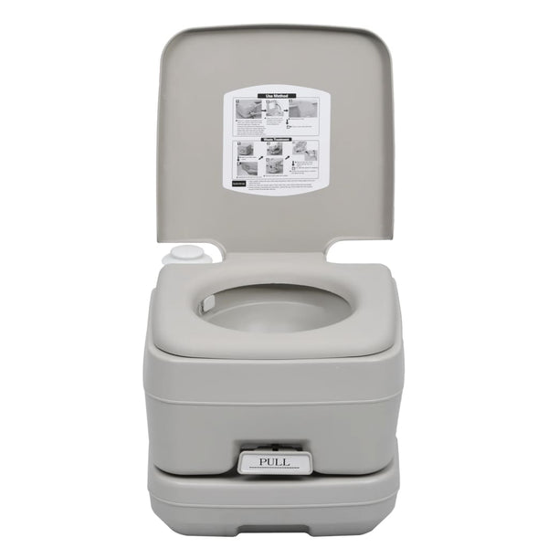 vidaXL Portable Camping Toilet Grey 10 + 10 L