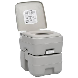 vidaXL Portable Camping Toilet Grey 20 + 10 L