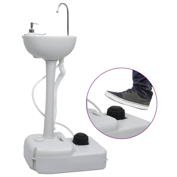 vidaXL Portable Camping Hand Wash Basin Grey 20 L
