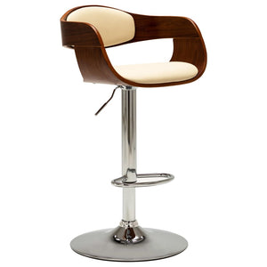 vidaXL Bar Stools 2 pcs Cream Bentwood and Faux Leather