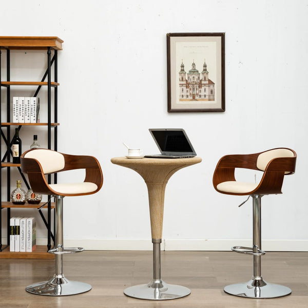 vidaXL Bar Stools 2 pcs Cream Bentwood and Faux Leather