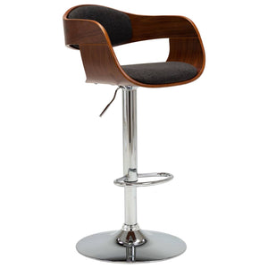 vidaXL Bar Stools 2 pcs Grey Bentwood and Fabric