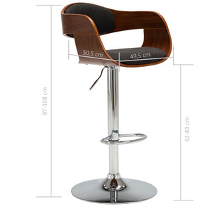 vidaXL Bar Stools 2 pcs Grey Bentwood and Fabric