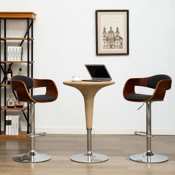 vidaXL Bar Stools 2 pcs Grey Bentwood and Fabric