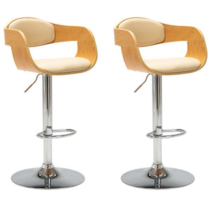vidaXL Bar Stools 2 pcs Cream Bentwood and Faux Leather