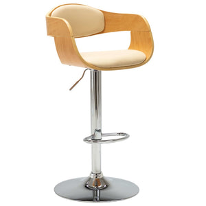 vidaXL Bar Stools 2 pcs Cream Bentwood and Faux Leather