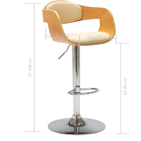 vidaXL Bar Stools 2 pcs Cream Bentwood and Faux Leather