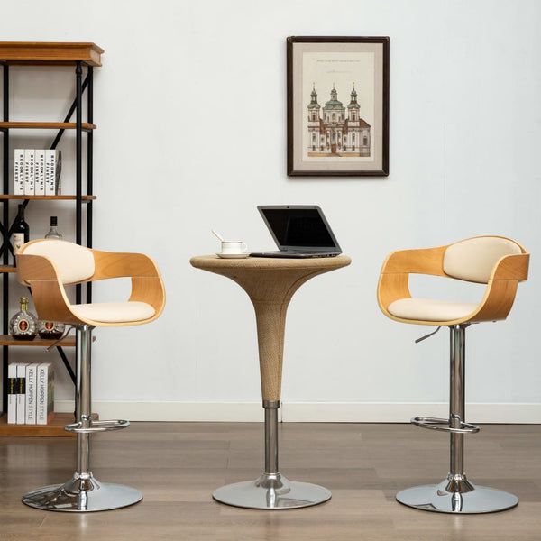 vidaXL Bar Stools 2 pcs Cream Bentwood and Faux Leather