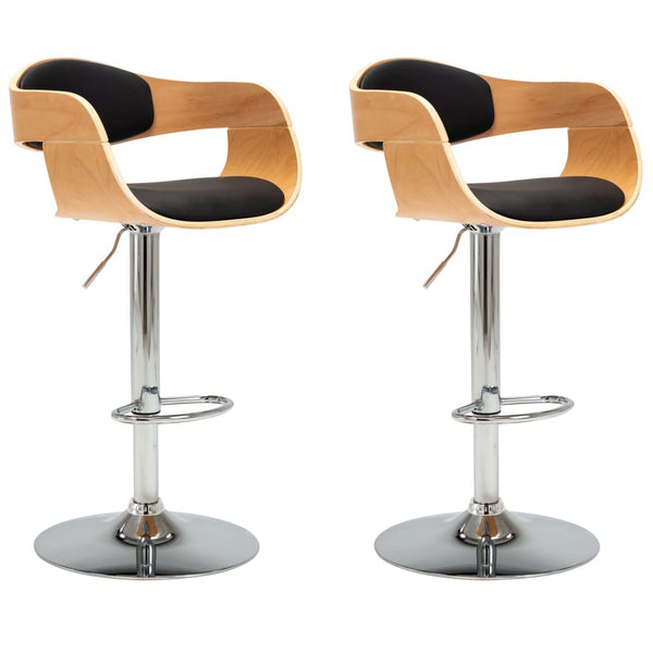 vidaXL Bar Stools 2 pcs Black Bentwood and Faux Leather