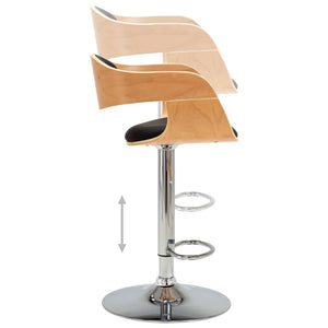 vidaXL Bar Stools 2 pcs Black Bentwood and Faux Leather