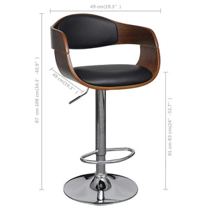 vidaXL Bar Stools 2 pcs Black Bentwood and Faux Leather