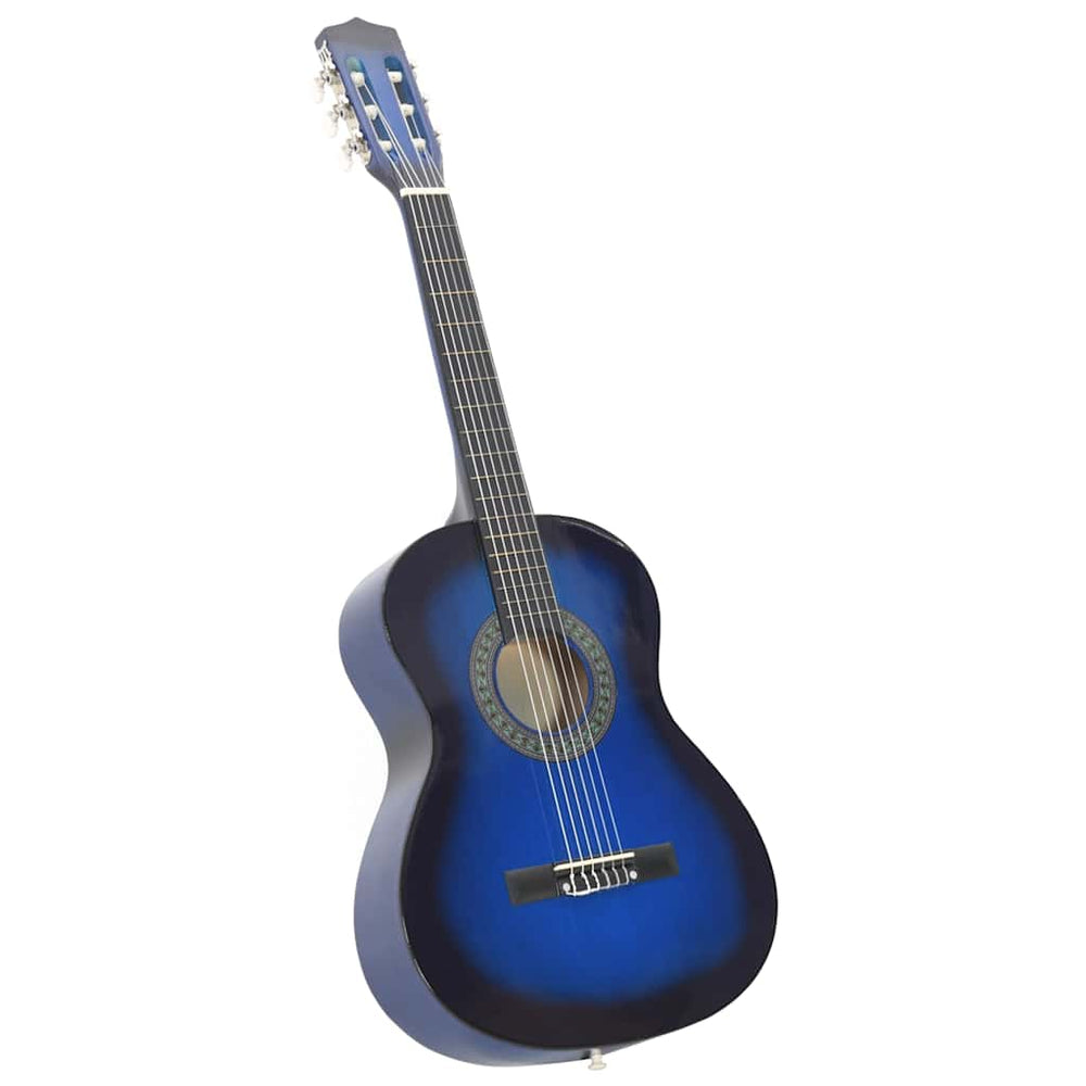 vidaXL 8-piece Classical Guitar Set for Beginners Blue 3/4 36"
