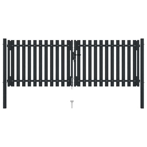 vidaXL Double-Leaf Steel Garden Gate 300 x 75 cm Anthracite