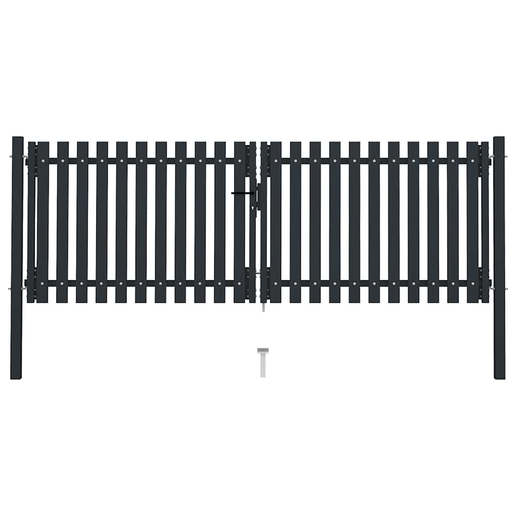 vidaXL Double-Leaf Steel Garden Gate 300 x 125 cm Anthracite