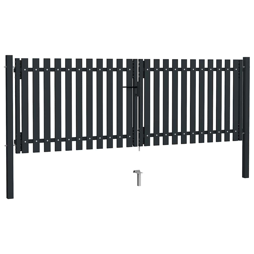 vidaXL Double-Leaf Steel Garden Gate 300 x 125 cm Anthracite