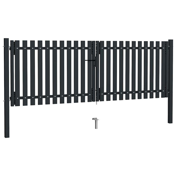 vidaXL Double-Leaf Steel Garden Gate 300 x 125 cm Anthracite