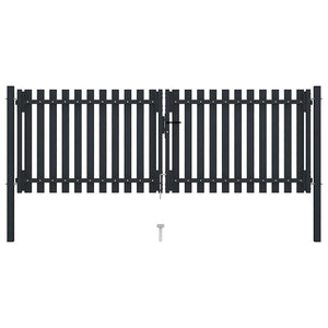 vidaXL Double-Leaf Steel Garden Gate 300 x 125 cm Anthracite