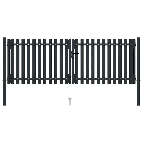 vidaXL Double-Leaf Steel Garden Gate 300 x 125 cm Anthracite