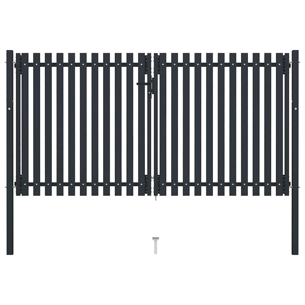 vidaXL Double Door Garden Gate Steel 300 x 150 cm Anthracite