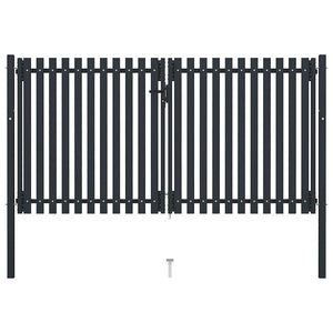 vidaXL Double Door Garden Gate Steel 300 x 150 cm Anthracite