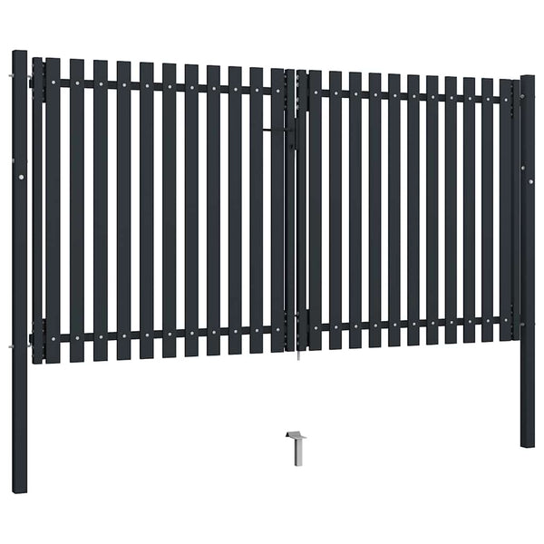 vidaXL Double Door Garden Gate Steel 300 x 150 cm Anthracite
