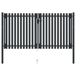 vidaXL Double Door Garden Gate Steel 300 x 150 cm Anthracite