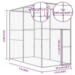 vidaXL Cat Enclosure 3x1.5x2.5 m Galvanized Steel