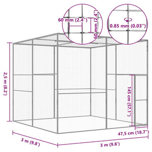 vidaXL Cat Enclosure 3x3x2.5 m Galvanized Steel