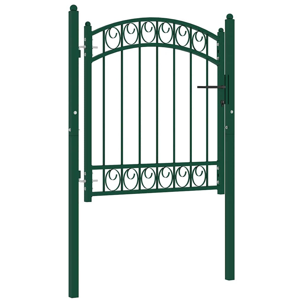 vidaXL Garden Gate EMMEN with Arched Top Steel 100 x 86 cm Green