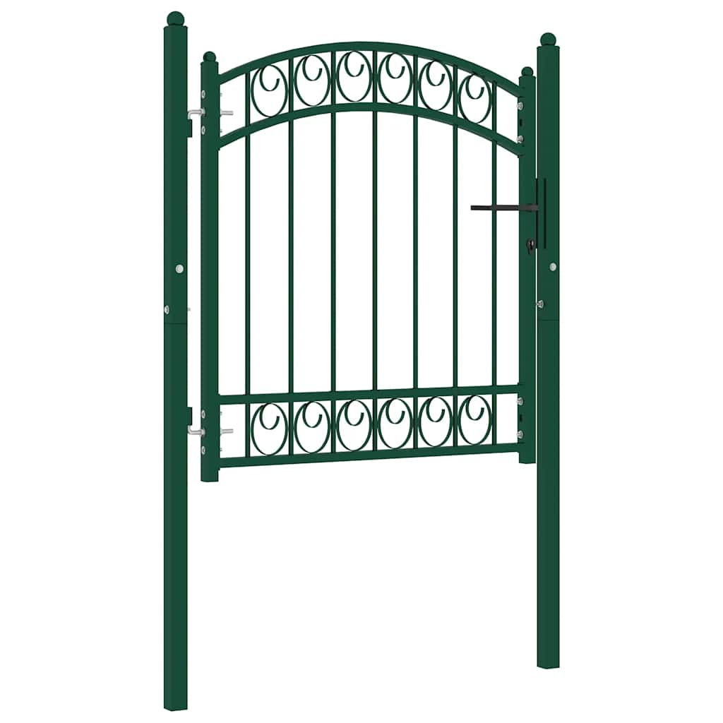 vidaXL Garden Gate EMMEN with Arched Top Steel 100 x 86 cm Green