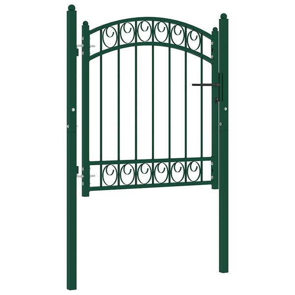 vidaXL Garden Gate EMMEN with Arched Top Steel 100 x 86 cm Green