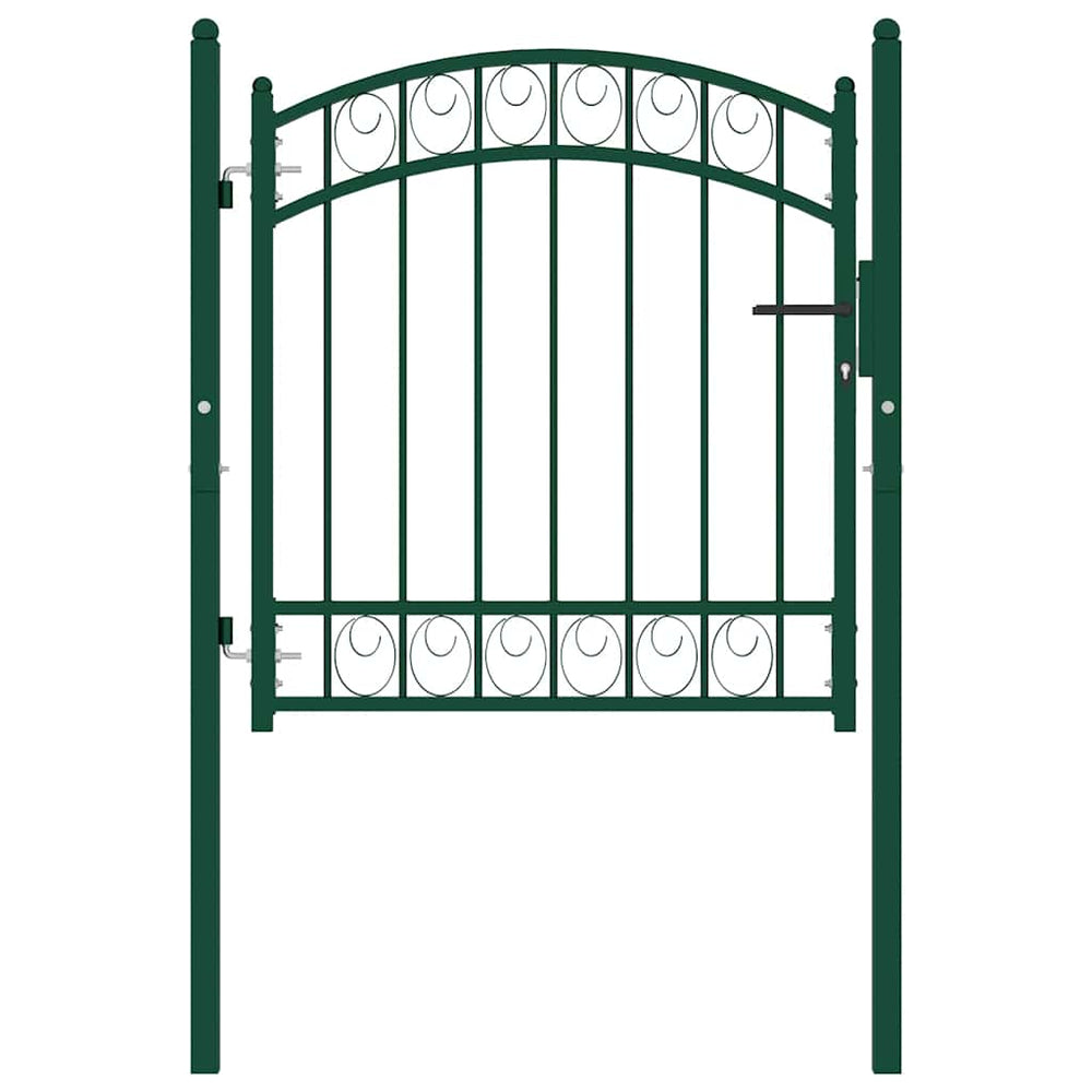 vidaXL Garden Gate EMMEN with Arched Top Steel 100 x 86 cm Green
