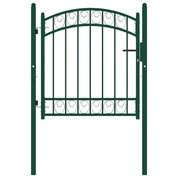 vidaXL Garden Gate EMMEN with Arched Top Steel 100 x 86 cm Green