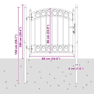 vidaXL Garden Gate EMMEN with Arched Top Steel 100 x 86 cm Green