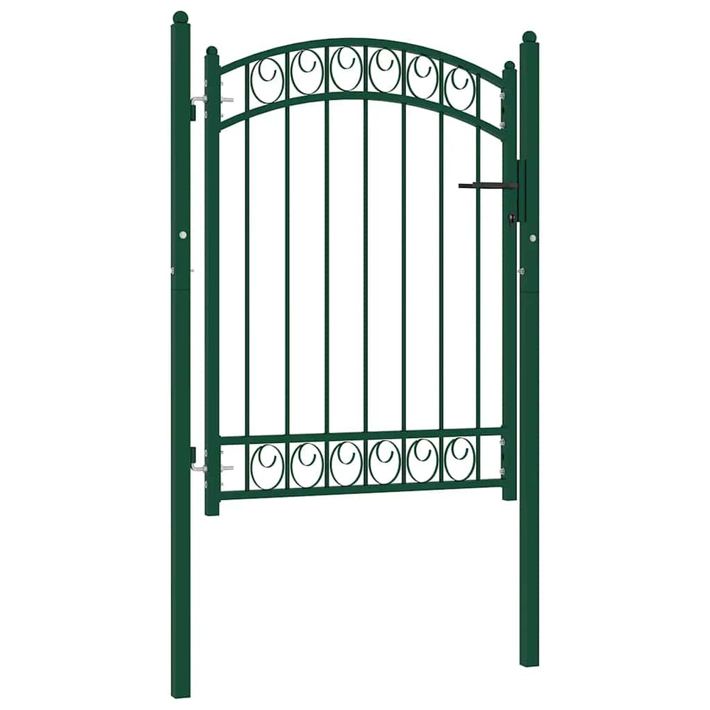 vidaXL Emmen Garden Gate with Arched Top Steel 100 x 98.5 cm Green