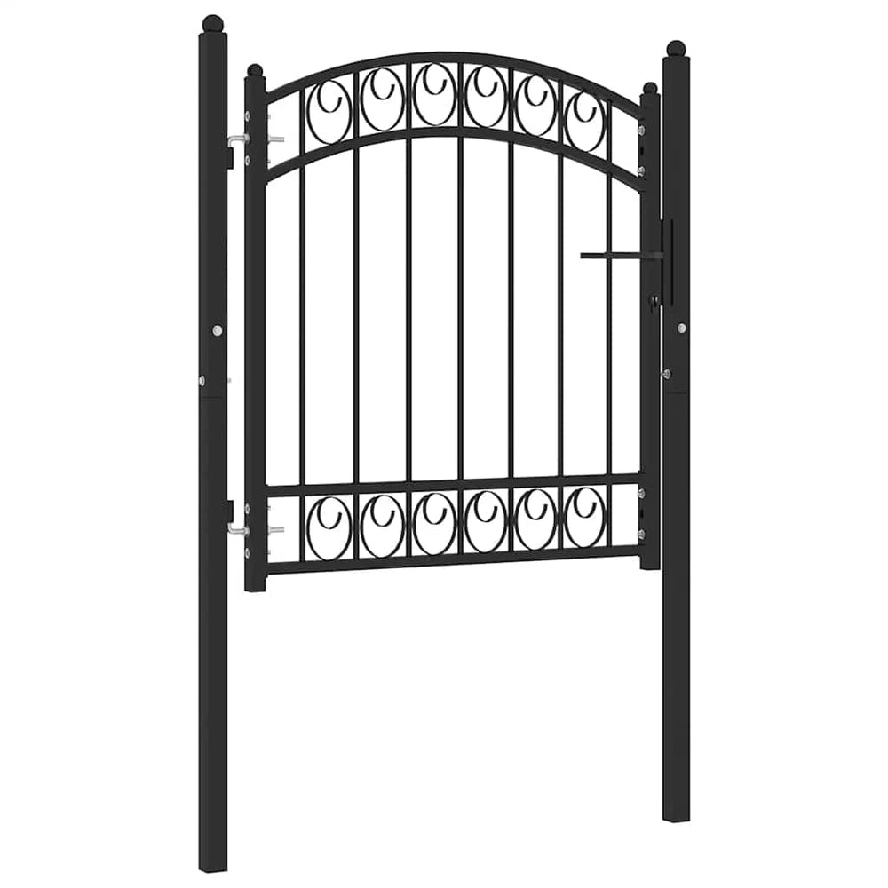 vidaXL Emmen Garden Gate with Arched Top Steel 100 x 86 cm Black