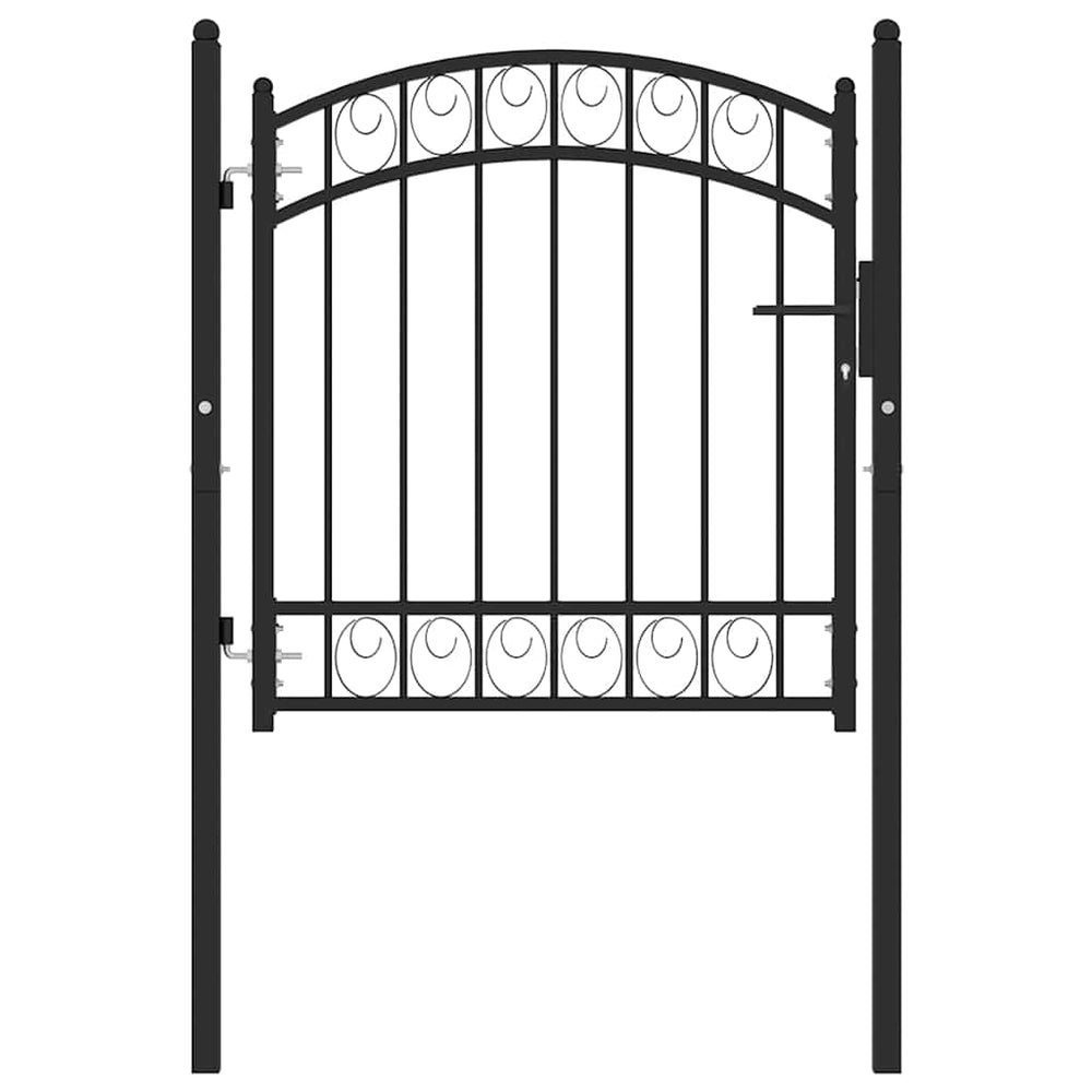 vidaXL Emmen Garden Gate with Arched Top Steel 100 x 86 cm Black