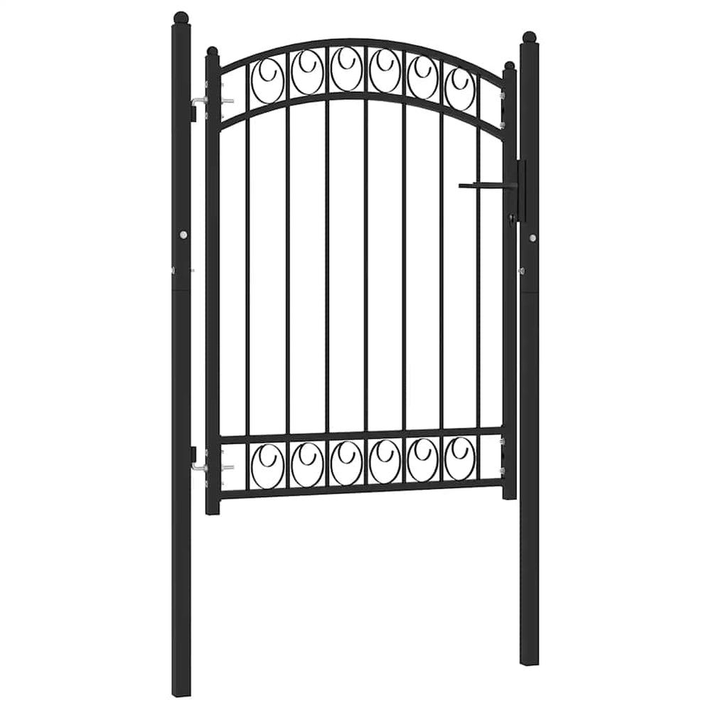 vidaXL Emmen Garden Gate with Arched Top Steel 100 x 98.5 cm Black