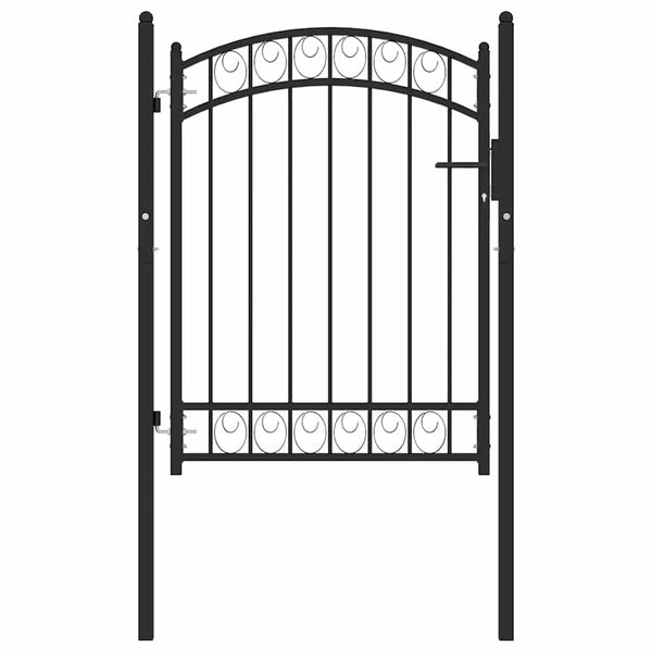 vidaXL Emmen Garden Gate with Arched Top Steel 100 x 98.5 cm Black