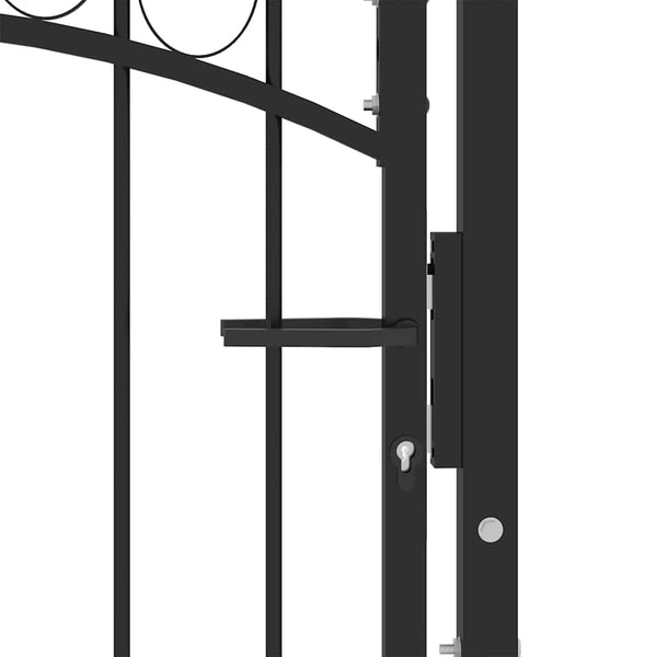 vidaXL Emmen Garden Gate with Arched Top Steel 100 x 98.5 cm Black
