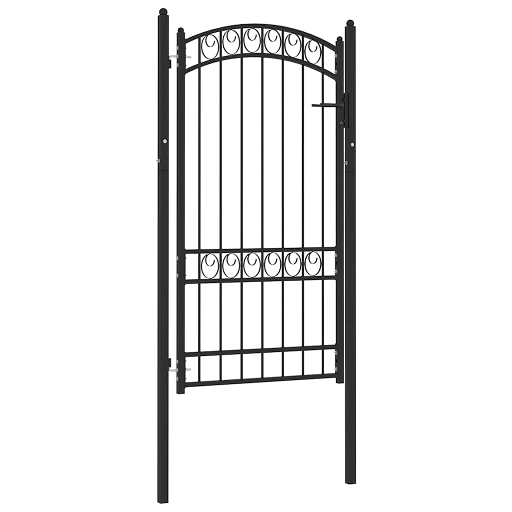 vidaXL Emmen Garden Gate with Arched Top Steel 100 x 123.5 cm Black